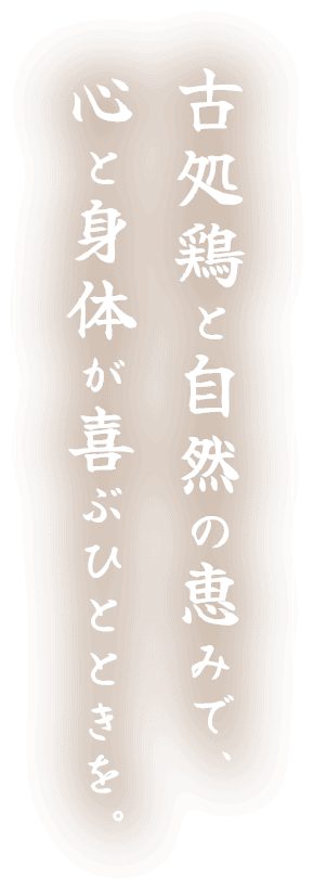 古処鶏と自然の恵みで、 心と身体が喜ぶひとときを。